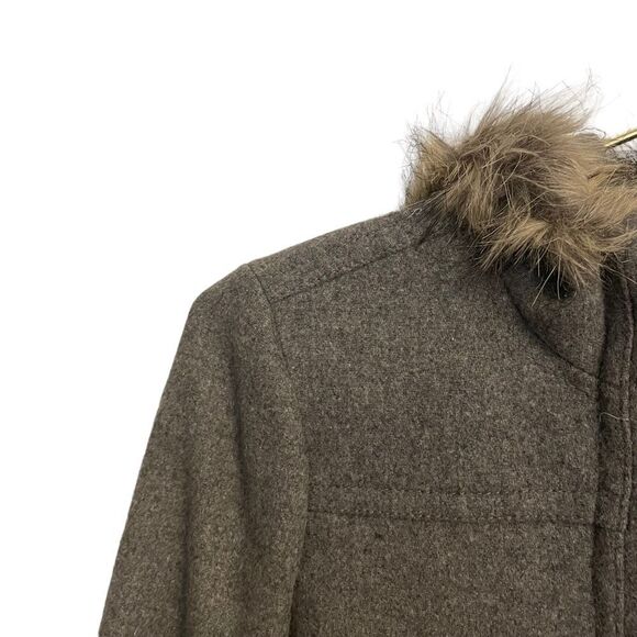 J. Crew Mercantile Vail Parka Hooded Fur Trim Dark Gray Wool Blend Coat New - Picture 5 of 9